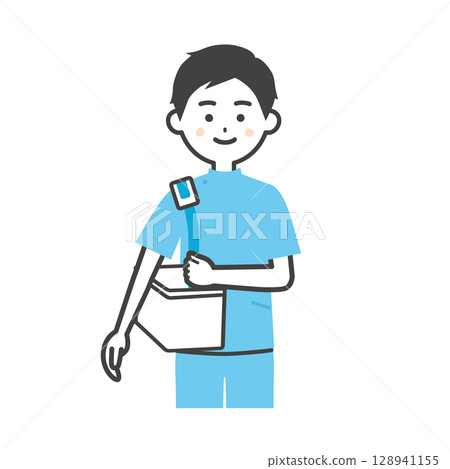 一名男子在手提箱中肩上扛著包包的插圖 128941155