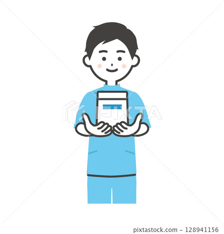 扮成醫生的男子遞上藥袋的插圖 128941156