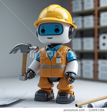 Work series: cute little robot figure 128941366