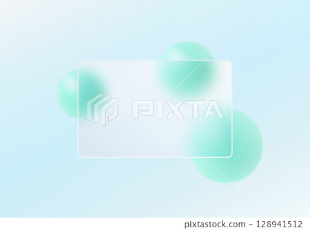 Soft mint glass banner on light blue background 128941512