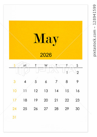 Calendar May 2026 flat style isolated on white background. 128941599