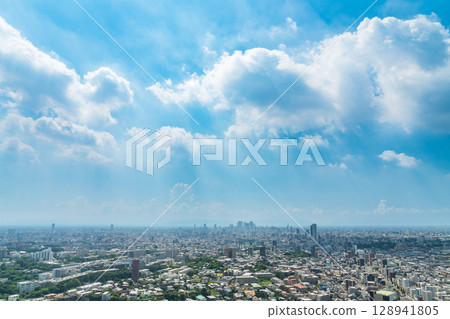 Summer in downtown Nagoya, view from Higashiyama Sky Tower (Nagoya, Aichi Prefecture) Summer in downtown Nagoya, view from Higashiyama Sky Tower (Nagoya, Aichi Prefecture) 128941805