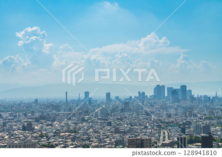 Summer in downtown Nagoya, view from Higashiyama Sky Tower (Nagoya, Aichi Prefecture) 128941810