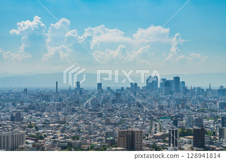 Summer in downtown Nagoya, view from Higashiyama Sky Tower (Nagoya, Aichi Prefecture) 128941814