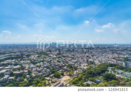 Summer in downtown Nagoya, view from Higashiyama Sky Tower (Nagoya, Aichi Prefecture) 128941815