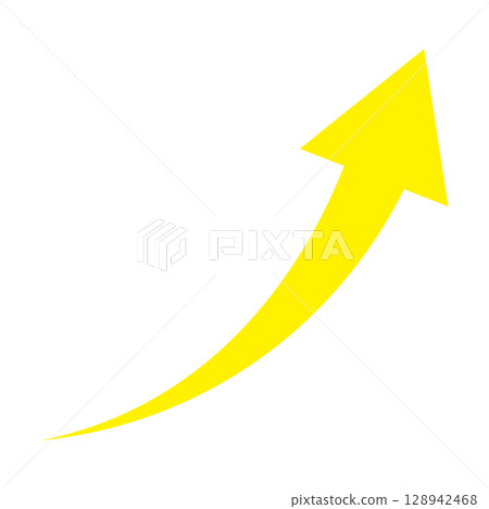 Simple illustration of an arrow pointing upwards on a white background 128942468