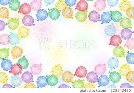 Fluffy water balloon frame colorful 128942480
