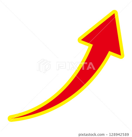 Simple illustration of an arrow pointing upwards on a white background 128942589