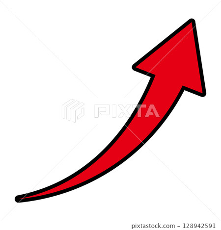 Simple illustration of an arrow pointing upwards on a white background Simple illustration of an arrow pointing upwards on a white background 128942591