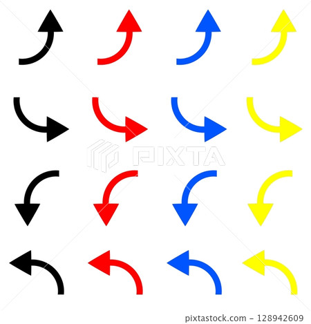 簡單的上下箭頭組（黑色、紅色、藍色、黃色） 128942609