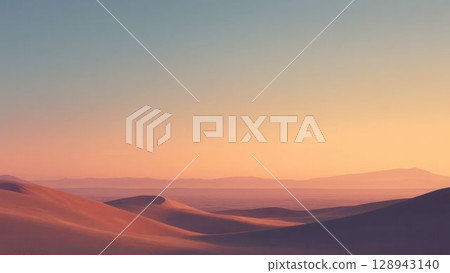 日落沙漠景觀和沙丘的美麗輪廓_1 日落沙漠景觀和沙丘的美麗輪廓_1 128943140