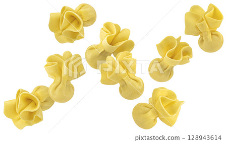 Sacchettoni pasta isolated on white background with clipping path, full depth of field 128943614