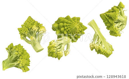 Romanesco cabbage isolated on white background with clipping path, full depth of field 128943618