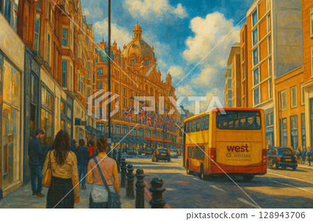 英國倫敦典型旅遊景點的場景 128943706