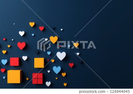 A colorful background with gifts of love and hope flying 128944045