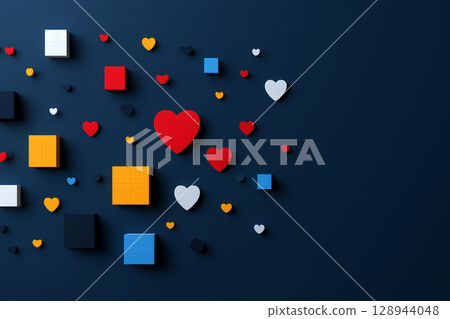 A colorful background with gifts of love and hope flying 128944048