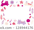 Pink cute cat frame 128944176