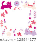 Pink cute cat frame 128944177