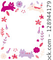 Pink cute cat frame 128944179
