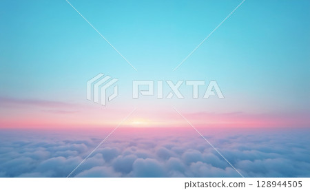 夢幻般的漸層天空和早晨的太陽蔓延在雲海上 夢幻般的漸層天空和早晨的太陽蔓延在雲海上 128944505