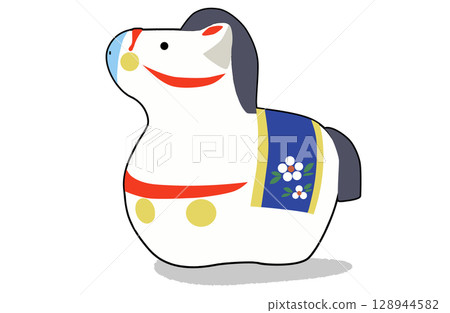 簡單的馬雕像插圖_新年賀卡2026令和8 128944582