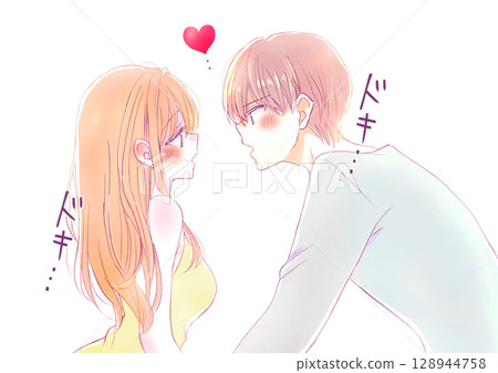 一男一女深情對視，心跳加速 128944758