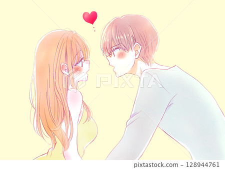 Men and women gazing at each other passionately 128944761