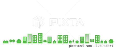 Simple cityscape and building silhouette vector 128944834