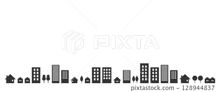 Simple cityscape and building silhouette vector 128944837