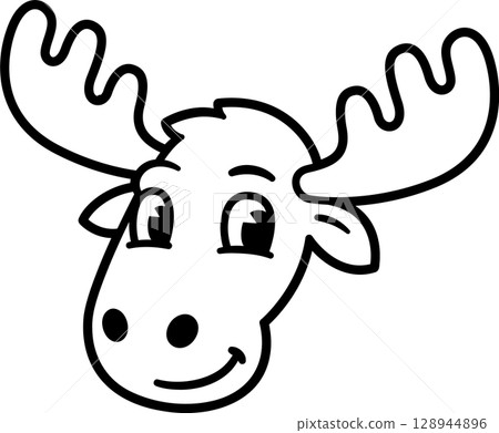 Moose head cartoon drawing 128944896