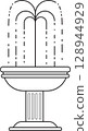 Isolated fountain black and white outline icon symbol transparent background, graphic vector illustration for garden or home decoration design element. 128944929