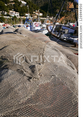 Fishing net and gear for professional fisherman boat Fishing net and gear for professional fisherman boat 128944950