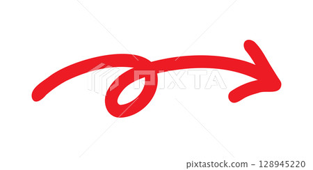 Handwritten twirl arrow vector red 128945220