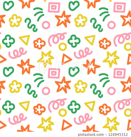 Bright retro Memphis geometric seamless pattern Bright retro Memphis geometric seamless pattern 128945312