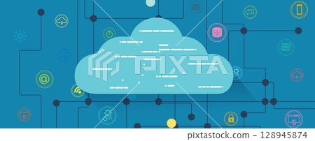 Moder cloud concept technology background and network security idea 128945874