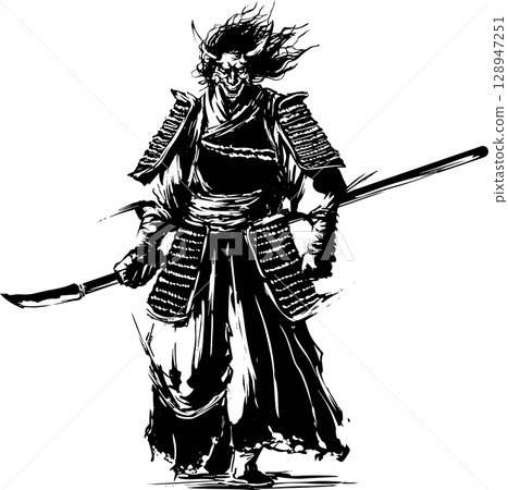 Samurai wearing a Hannya mask 128947251