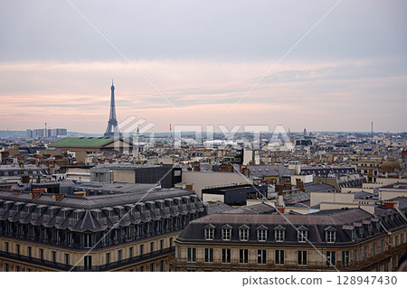 Panoramic view of Paris with Eiffel Tower 128947430