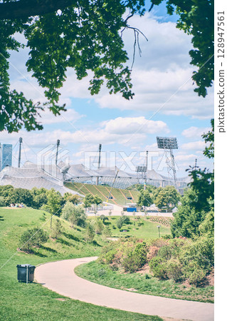 Olympic Stadium in Munich on a sunny day 128947561