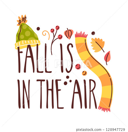 Fall in air lettering label 128947729