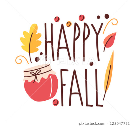 Happy fall lettering label design 128947751