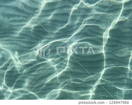 Light reflection on the sea sand bottom through transparent water, Abstract textured background wallpaper 128947988