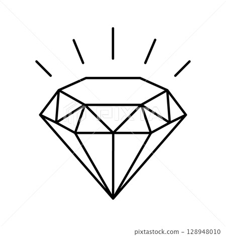 Diamond line icon. Precious diamond symbol. Gemstone icon in a linear minimal style. Vector illustration. 128948010
