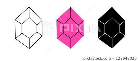 Glow gemstone. Luxury gemstone crystal. Vector illustration Glow gemstone. Luxury gemstone crystal. Vector illustration 128948026