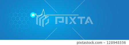 Heart Pulse - Curving White Line on Blue Background 128948336