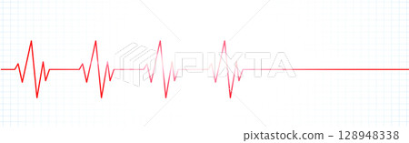 Heart pulse - curved red line on a white background 128948338