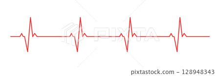 Heart pulse - curved red line on a white background 128948343