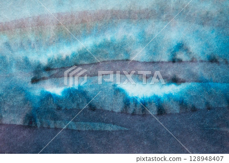 Exploring the mesmerizing patterns of blue ink on textured paper in natural light Exploring the mesmerizing patterns of blue ink on textured paper in natural light 128948407