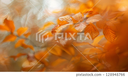 Soft layers of blurred lines and gentle color transitions mimic the beautiful hazy quality of autumn foliage 128948766