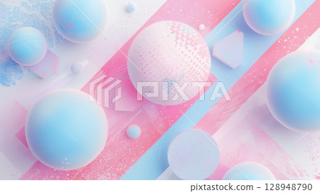A blend of muted pastels and grainy textures come together in this retro tech design creating a unique and whimsical aesthetic. The subtle gradients add a touch of dimension to th 128948790