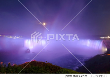 Illumination of Niagara Falls in Canada, one of the world's three largest waterfalls Illumination of Niagara Falls in Canada, one of the world's three largest waterfalls 128949312